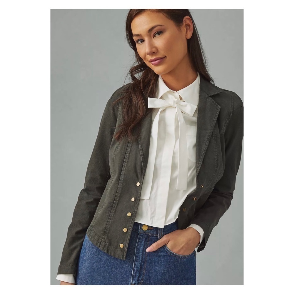 Anthropologie Black Structured Button Blazer Jack… - image 8